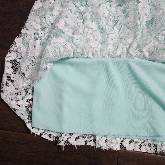 Forever Me Girls 2 Piece Mint Green & White Capri/Lace Tunic Set Size 6 - Picture 9 of 15